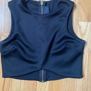 Super cropped black party top
